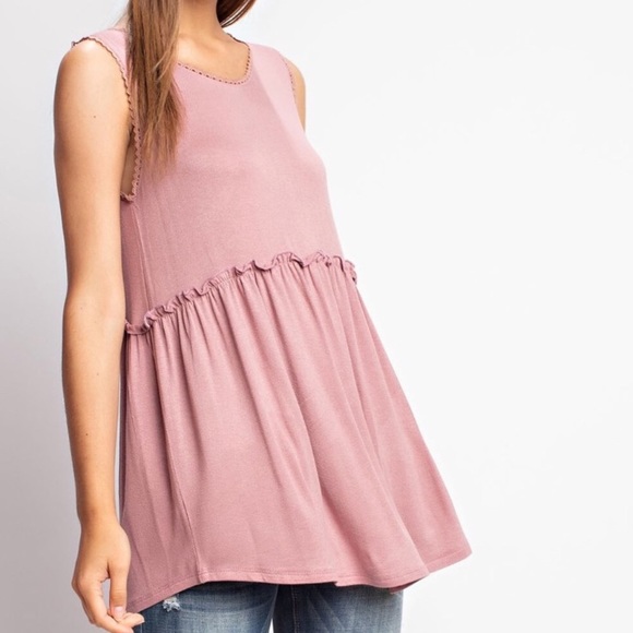 mittoshop Tops - Mauve Babydoll Tank Top